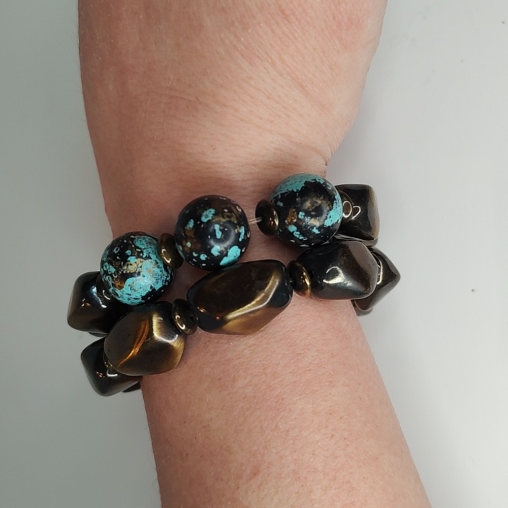 Premier Designs Jewelry - Rock It Bracelet Set - Stone Turquoise Blue RETIRED